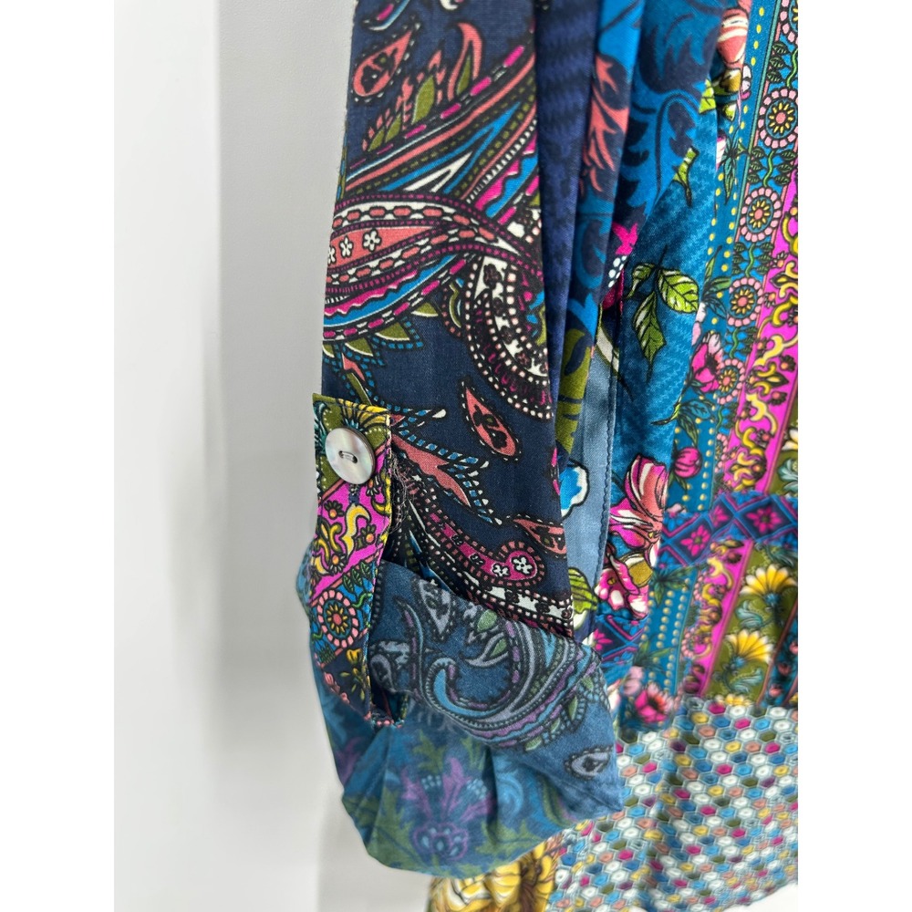 John Mark 2X Blue Floral Patchwork Button Down Sh… - image 10